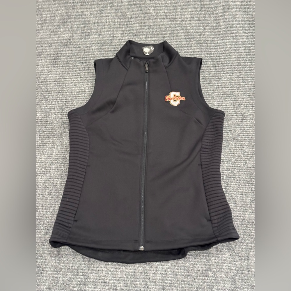 College of Charleston Under Armour Black Women's Zip Vest with Team Patch size m